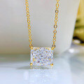wholesale S925 Sterling Silver New Luxury Paved 4-Carat Radiant Cut White Diamond Collarbone Necklace for Women-0-2