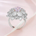 wholesale 925 Sterling Silver Jewelry Simulated Firework Pink Sapphire Ring New Trendy Women's Pink Diamond Ring-0-2