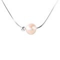 wholesale S925 Sterling Silver Simple and Elegant Single Freshwater Pearl Necklace for Women, Minimalist and Chic Layering Collarbone Chain-0-4