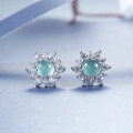 S925 Silver Inlaid Natural Weicui Sunflower Stud Earrings-0-0