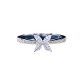 wholesale S925 Silver Four-Diamond Flower Ring with Marquise Diamonds, Fashion Floral Small Diamond Ring for Women, Gift-0-4