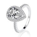 wholesale Metal Material, Shepes Jewelry 4ct High Carbon Diamond Ring Set, 8*12mm Pear Shape Radiant Cut-0-5