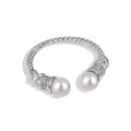 wholesale S925 Sterling Silver INS Style Women's Ring, Personalized High-End Pearl Design with Exquisite Shell Pearl, Adjustable Open Ring-0-6