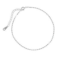 wholesale S925 Sterling Silver 109 Korean Version Ins Small and Minimalist Design Sense Versatile Rice Bead and Olive Bead Textured Anklet for Women-Silver 925 silver