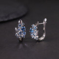 wholesale S925 sterling silver inlaid with natural topaz gemstone earrings, pomegranate stone small and exquisite-0-0