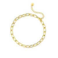 wholesale S925 Silver Minimalist French Cross-border Women's Hip-hop Cuban Chain Ankle Bracelet, Fashionable And Versatile-Anklet-L848-Gold&gt;925 Silver