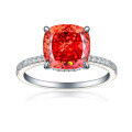 wholesale 925 Sterling Silver 5ct Flame Ice Flower Cut Teardrop Ring High-End 10*10 Fat Square Colored Gem High Carbon Diamond Women's Ring-0-4