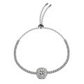 925 Silver Moissanite Square Chain Bracelet, Women's Minimalist Style-0-3