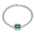 wholesale S925 Silver New Simulated Emerald 8*10 Rectangular Bracelet, Stylish and Ins-Inspired-0-3