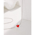 wholesale S925 Sterling Silver Small Red Heart Necklace for Women, Japanese and Korean Style Internet Celebrity Same Model Personalized Red Heart Pendant Collarbone Chain Necklace-0-3