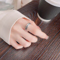wholesale S925 Sterling Silver Chain Braided English Letter Design Open Ring Ins Fashion Commute Index Finger Ring-0-2