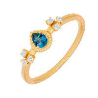 wholesale S925 Sterling Silver Vintage Sandblasted Peridot and London Blue Topaz Ring by Dunli Jewelry, Spring Collection-Peridot Ring Mido No. 7