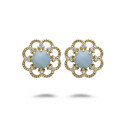 wholesale S925 Hollow-Out Floral Natural Larimar + White Zircon Light Luxury Niche Design New Set-0-4