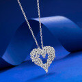 wholesale S925 Sterling Silver Full Diamond Sparkling Heart Pendant Necklace for Women, Fashion Versatile Essential, Heart-shaped Necklace for Women, Live Broadcast Drop Shipping-0-1
