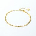 wholesale 10K Gold Plated 925 Sterling Silver New Minimalist Double Layer Women's Geometric Cross Chain with Large Bead Accent Link Bracelet for Wholesale-0-1