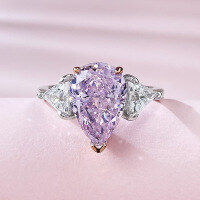 wholesale 18K Gold Jewelry New Imported High Carbon Diamond 8*12mm Radiant Pink Diamond Ring Women Ins Style Cross-Border-R794 Pink Diamond>No. 9