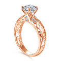 wholesale S925 silver rose gold plated vintage openwork zirconia ring for women, non-fading,-0-4