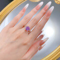 wholesale S925 Sterling Silver Imported High-Carbon Diamond Lavender Purple 9*9 Five-Flower Ring for European and American Women, Live Streaming Style-0-3
