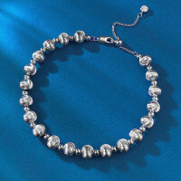 wholesale S925 Sterling Silver Laser Brushed Cat Eye Bead 60 Bracelet for Women, Small and Minimalist Niche Luxury Design-B120 Platinum Large 6.0mm 925 Silver