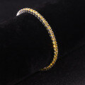wholesale S925 Sterling Silver 3/4/5mm Tennis Chain with Lab-Grown Sapphire for Women, Ins Style Yellow Gemstone Bracelet Gift-0-0