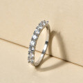 wholesale 925 Sterling Silver Micro-Paved Zirconia Row Ring, Fashionable Commute OL Classic Trend Versatile High-End Feel Ring Accessory-0-1