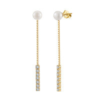 wholesale 925 Silver Natural Freshwater Pearl Earrings for Women, Elegant and Luxurious Long European and American Style Dangle Earrings with Vintage Design-S925 sterling silver + natural freshwater pearls + 3A white zirconium weighs approximately 1.66g>925 silver