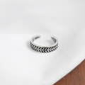 wholesale S925 Sterling Silver JT041 Korean-style Fashionable and Unique Distressed Olive Leaf Open Joint Ring Toe Ring Finger Ring-0-1