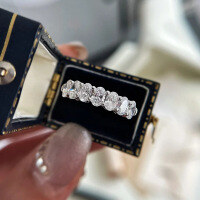 wholesale S925 Sterling Silver European-Style 4*6mm Oval Row of Half-Diamond Ring for Men and Women Cross-Border Edition-R1171 White Diamond No. 5