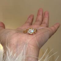 wholesale S925 Sterling Silver Blossom at Half-Summer Square Diamond Vine-Wrapped Ring, Minimalist Design, Luxury High-End Feel Index Finger Ring-Gold US 5 (Hong Kong 10-11)