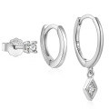 wholesale 925 Sterling Silver Hot-selling Everyday Elegant Diamond-accented Hoop Earring Set,。-0-6