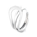 wholesale S925 Sterling Silver Retro Korean-style Minimalist Geometric Line Ring Fashion Commuting Casual Open Adjustable Band-0-5