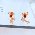 wholesale Rose Gold Plated 925 Sterling Silver Natural Pearl Floral Earrings, New Korean Trendy Girly Style Earrings-0-2