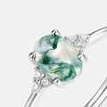 wholesale S925 Sterling Silver NewGreen Moss Ring withAqua Chalcedony Women's Finger Ring for Wish Cross-Border Hot-Sale-0-3