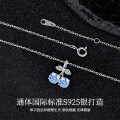 925 Sterling Silver Blue Moissanite Cherry Pendant Necklace-0-0
