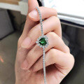 wholesale S925 Silver Zhuo Zhifang Jewelry New 8*8 Green Zircon Heart-shaped Women's Bracelet Style, Fashionable and Minimalist Fresh Style-0-3