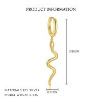 wholesale S925 Sterling Silver Minimalist Snake Earrings For Women, Versatile And Chic With An Design-E5052-Gold/Single 925 Silver