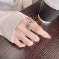 wholesale S925 Sterling Silver Retro Double T Letter Geometric Ring, Unisex Style Boyfriend Style Index Finger Ring-0-2