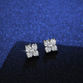 S925 Silver Four-Leaf Clover Earrings with Moissanite-0-0