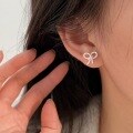 wholesale S925 Sterling Silver Korean-style Line Bow Stud Earrings Women's Ins Style Niche Light Luxury Minimalist Earrings Jewelry Trendy-0-1