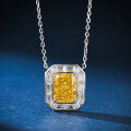 wholesale 925 Silver Mu Jing Jewelry New Necklace for Women 4ct Simulated Diamond Canary Yellow 8*10 High Carbon Diamond Pendant 40+5cm-0-0