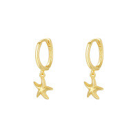 wholesale S925 Sterling Silver Transatlantic Starfish Earrings For Women, Minimalist Geometric French-inspired Elegance-E3666-Gold 925 Silver