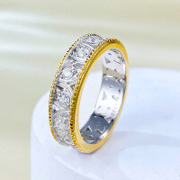 wholesale 925 Silver New French Lace Edge Ring, Fashionable Romantic Narrow Band Pattern Ring for Women-R758 Gold Ring>No. 5