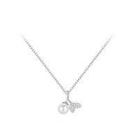 wholesale S925 Sterling Silver Synthetic Pearl Diamond-Inlaid Mermaid Necklace, Ins Style High-End Elegant Necklace Y00995-S925 Silver Necklace 925 Silver