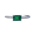 wholesale 18K White Gold 4*6 Emerald Solitaire Diamond Simple and Versatile Elegant Ring for Women Vintage Exquisite Style-0-4