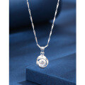 wholesale 999 Sterling Silver Diamond-Studded Necklace for Women, Light Luxury Advanced Sense Small Zircon Pendant Versatile Collarbone Chain Mother's Day Gift-0-0