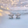 wholesale S925 Sterling Silver Zircon Moon Flower Ear Studs, Fashionable Minimalist Sweet Temperament Advanced Niche Design Versatile Earrings-0-1