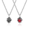 wholesale 925 Silver Chen Weiting Same Style Thorn Rose Pendant Necklace with Ins Red Gemstone-0-4