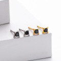 wholesale S925 Sterling Silver Casual Minimalist Black Zircon Inlaid Stud Earrings, Understated And Elegant Fashion Jewelry-0-2