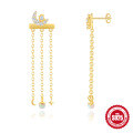 wholesale S925 Sterling Silver Opal Earrings with Chain Tassel, Star Earrings in Korean Style Minimalist Design-0-8