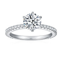 wholesale Gold-Plated 925 Silver Classic Simple Six-Prong 65mm Round Moissanite Ring for Cross-Border AliExpress Best Sellers-1 carat US size 7.5